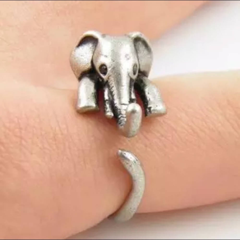 “Irrelephant” Unique Minimalist Elephant Wrap Ring - Picture 8 of 8